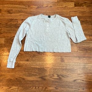 Grey thermal cropped long sleeve